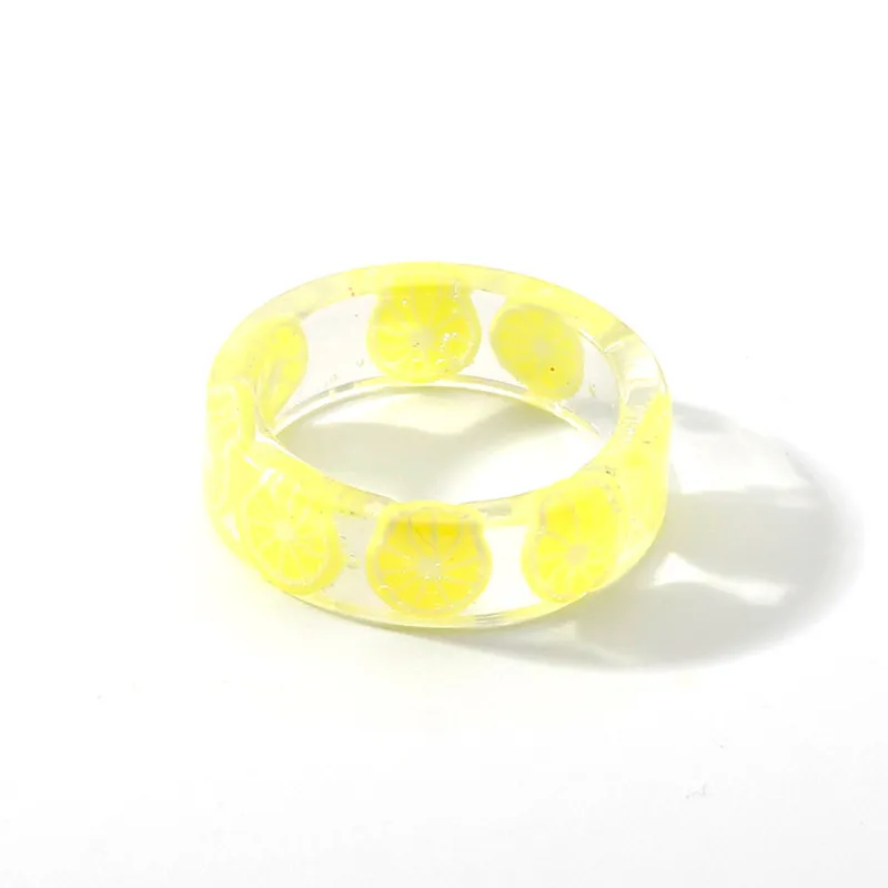 Kūrybiškumo mielas skaidrus vaisių akrilo žiedas paties stiliaus vyrų ir moterų paprastų geometrinių dervos žiedas classic jewlery dovanos 2