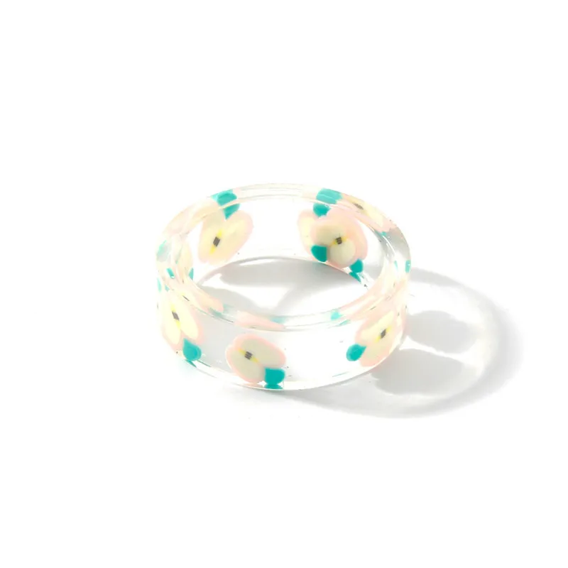 Kūrybiškumo mielas skaidrus vaisių akrilo žiedas paties stiliaus vyrų ir moterų paprastų geometrinių dervos žiedas classic jewlery dovanos 5