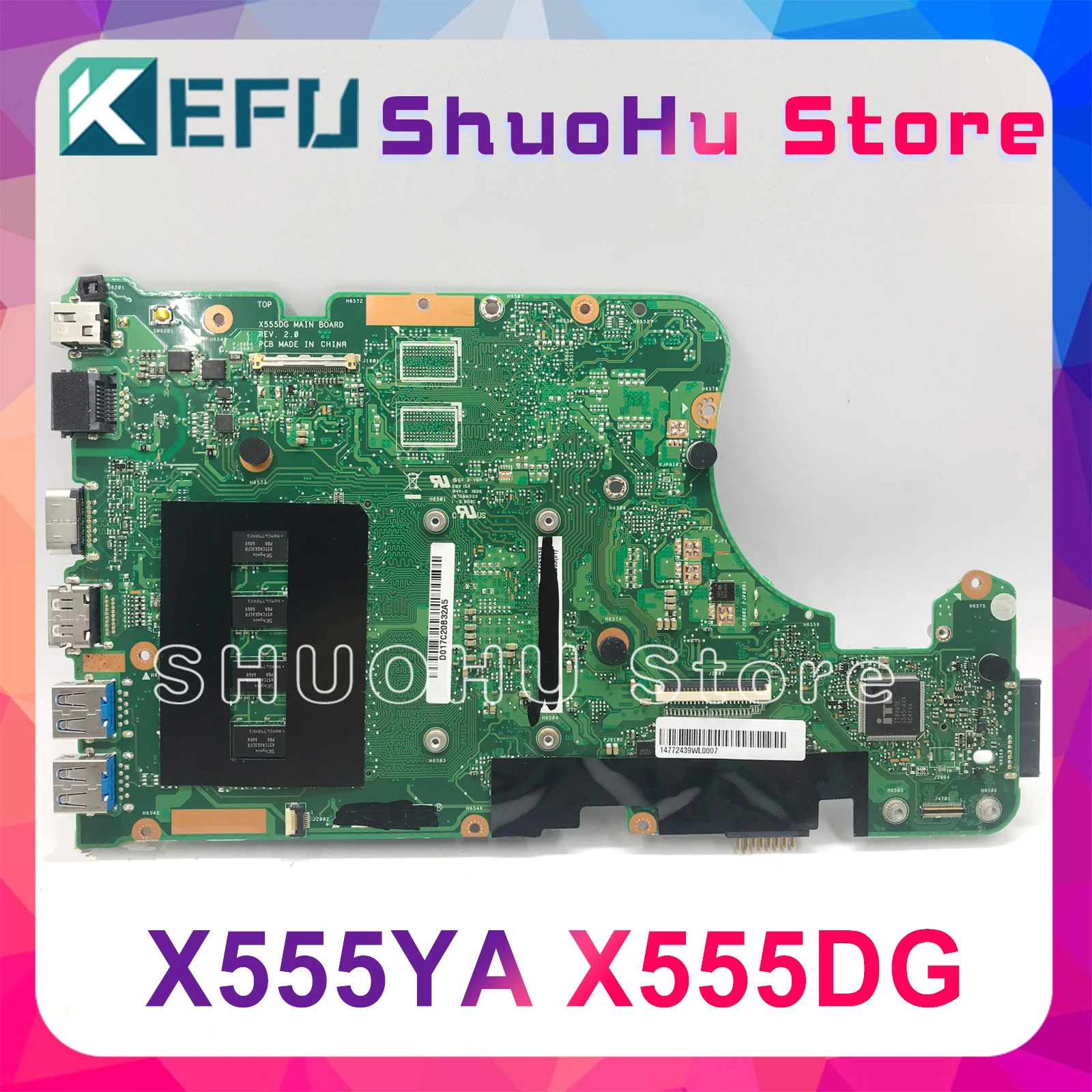 KEFU X555DG Plokštę Už ASUS X555YI X555YA X555D A555DG X555QG X555Y Nešiojamas Plokštė E1-7010 4GB REV2.0 Bandymo darbas 0