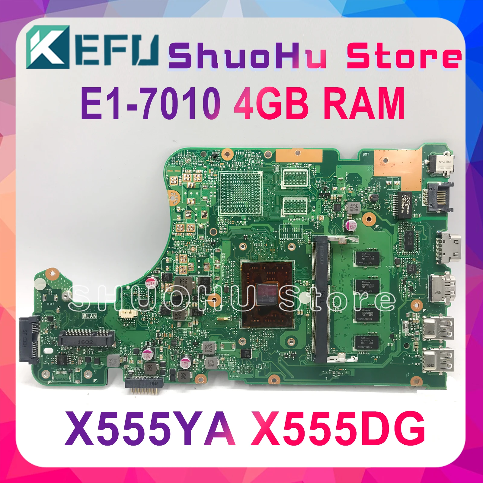 KEFU X555DG Plokštę Už ASUS X555YI X555YA X555D A555DG X555QG X555Y Nešiojamas Plokštė E1-7010 4GB REV2.0 Bandymo darbas 1