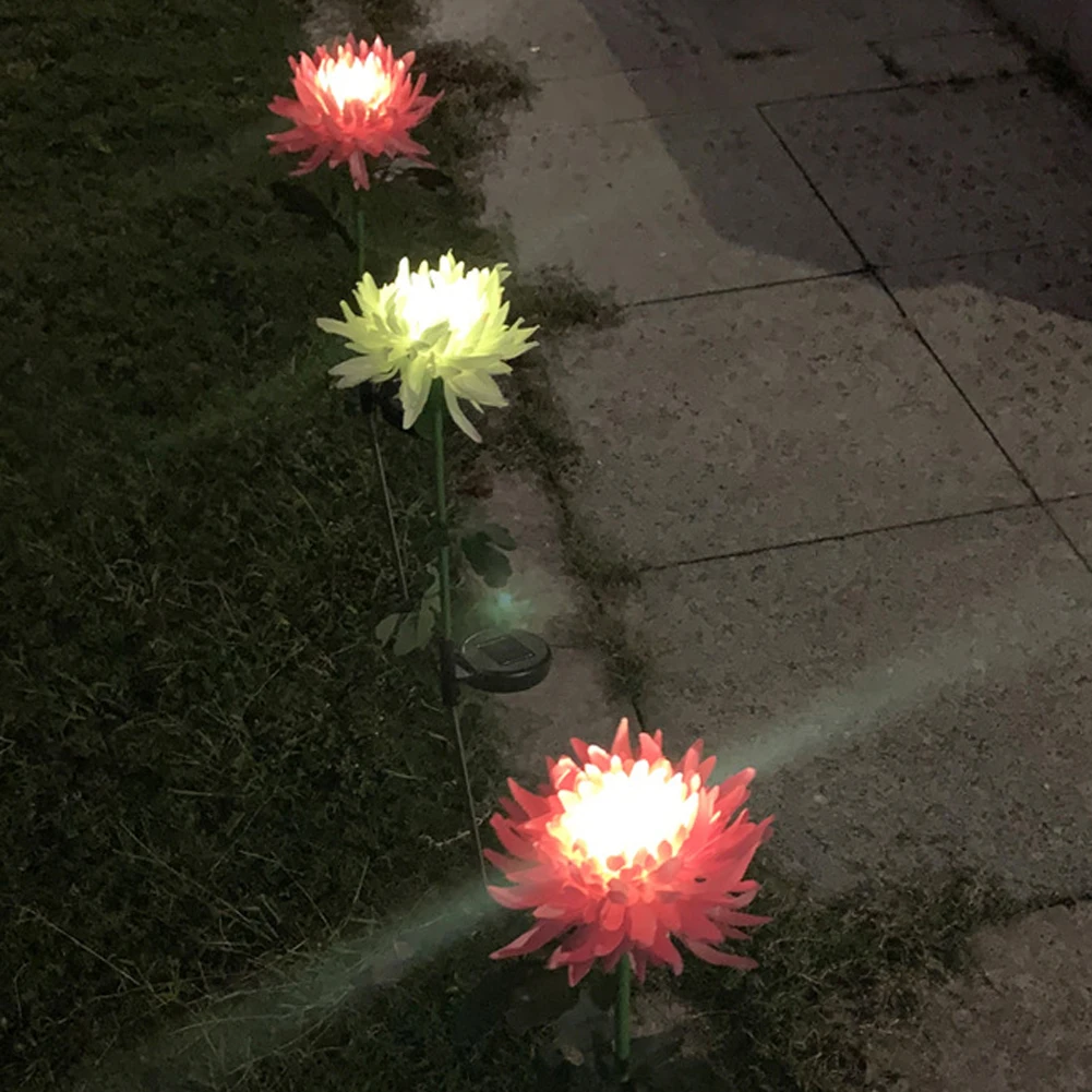 Saulės Energijos Chrizantemų Vejos Žemės Šviesos diodų (LED) Gėlių Lempos Tvora Šviesos Kraštovaizdžio Kiemo, Sodo Dekoravimui, Saulės Šviesos 1