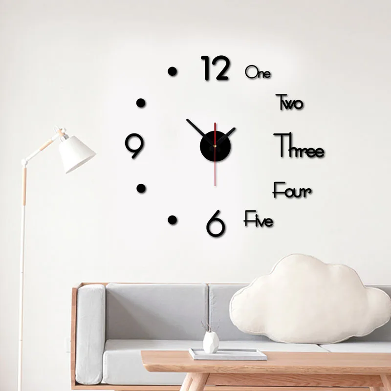 3D Sienų Lipduko Laikrodis Silent Didelis Sieninis Laikrodis 