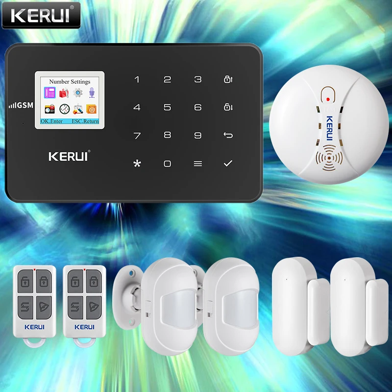 KERUI pradžia Saugumo, Signalizacijos Sistemos APP Kontrolės SMS Judesio Detektorius, Jutiklis, Durų Jutiklis, apsaugos nuo Įsilaužimo Signalo Prietaisas Belaidžio ryšio GSM Smart Komplektas 5