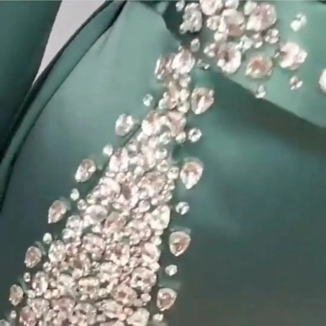 Naujas Atvykimo Satino Dangus Mėlynas Dubajus Vakaro suknelės ilgomis rankovėmis suknelė 2021 Kristalai Vakare Puošnios suknelės, Chalatas de bal femme longue 0