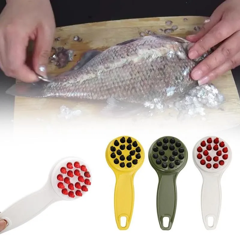 Žuvų Odos Teptuku Grandymo Plastiko Apimties Brush Tool Greitai Pašalinti Žuvų Valymo Peilis Skustukas Scaler Grandiklis Virtuvės Įrankis 1
