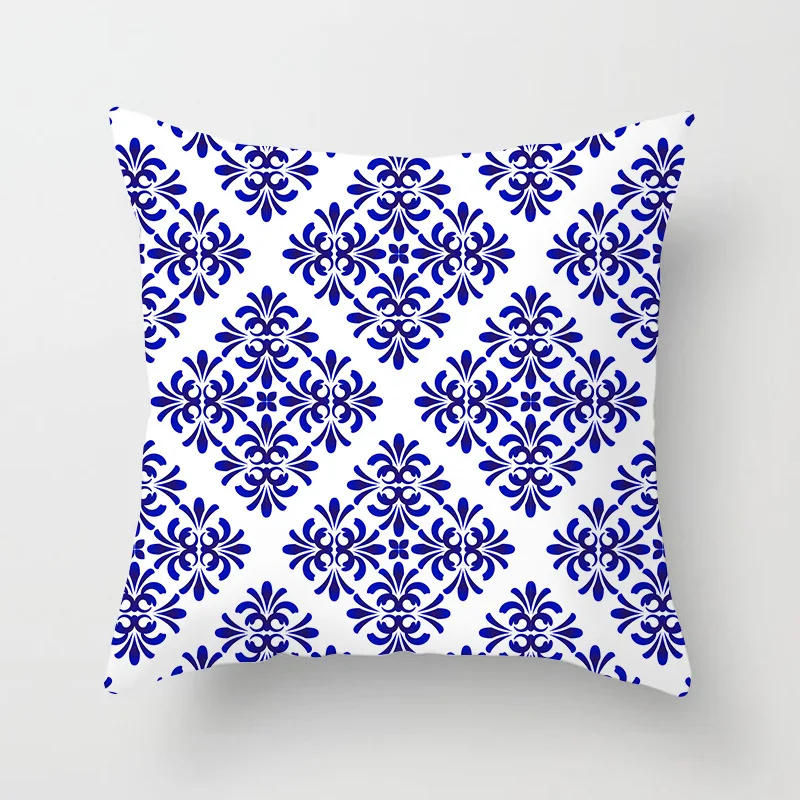 Mėlynai Baltas Porcelianinis Spausdinti Pagalvėlės Atveju Bohemiškas Stilius Mandala Geometrijos Pagalvės Atveju Šiuolaikinės Mados Sofa-Lova, Kėdės Mesti Pagalvės 4