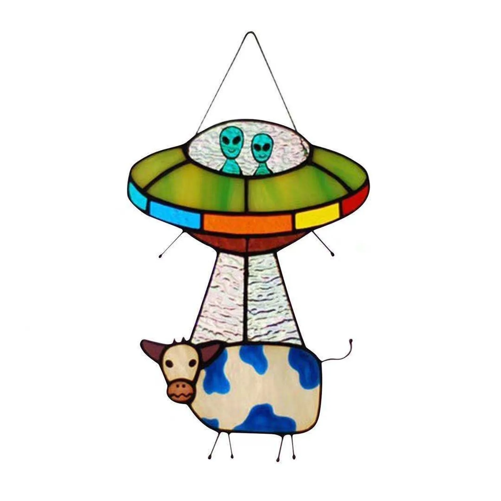 UFO Pakabukas Suncatcher Svetimų ir Karvės Kabinti Stiklo/Sienelė Namo Sienos Kabantys Papuošalai Su Grandinės Suncatcher 1
