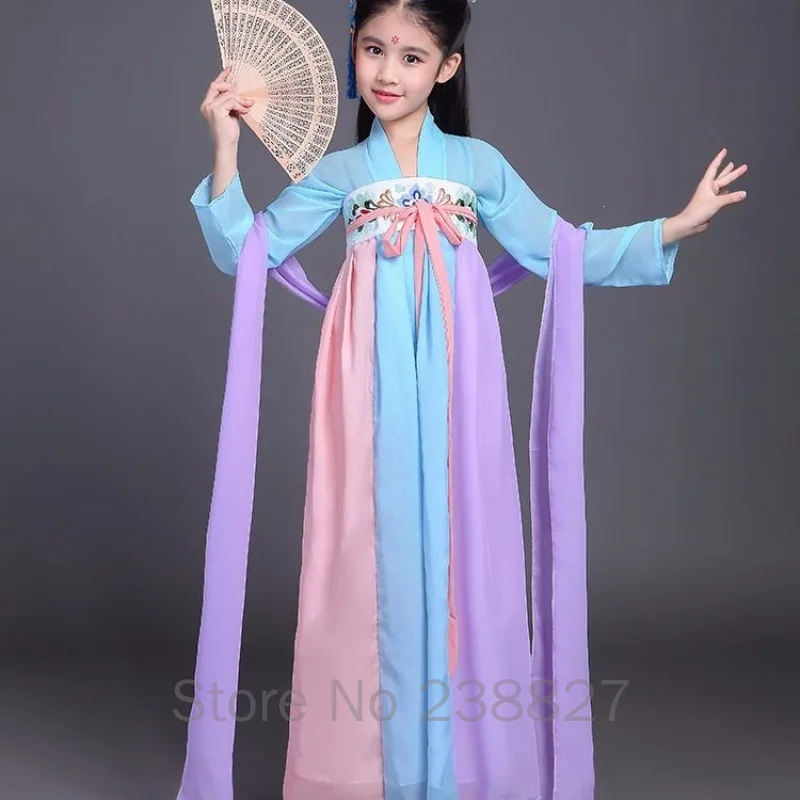 XinHuaEase Vaikų Senovės Kinų Stiliaus Apranga Tradicinė Suknelė Vaikams Pasakų Mergaitės Pagerėjo Ru Sijonas Šokio Spektaklis 3