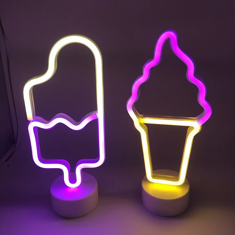 LED Neon Šviesos Ženklai Lempos Kūrybos Modeliavimo Popsicle Ledų Formos Naktį Žibintai ir Dekoro Stalo Parduotuvė Kambarį Namuose Dovanų Šalis 5