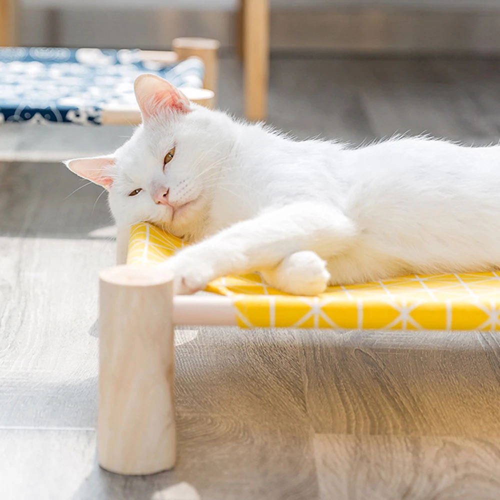 Nešiojamų Padidėjęs Pet Cot Bed Kačių Namuose Kvėpuojantis Katės Mažylių Hamakas Medžio, Drobės Katė Lounge Lova Mažas Triušis Katės Šunys 3