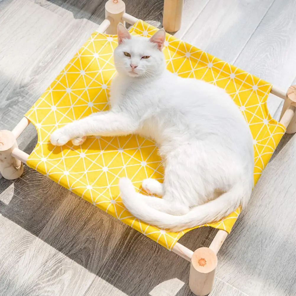 Nešiojamų Padidėjęs Pet Cot Bed Kačių Namuose Kvėpuojantis Katės Mažylių Hamakas Medžio, Drobės Katė Lounge Lova Mažas Triušis Katės Šunys 4