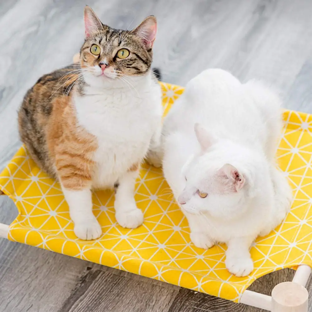 Nešiojamų Padidėjęs Pet Cot Bed Kačių Namuose Kvėpuojantis Katės Mažylių Hamakas Medžio, Drobės Katė Lounge Lova Mažas Triušis Katės Šunys 5