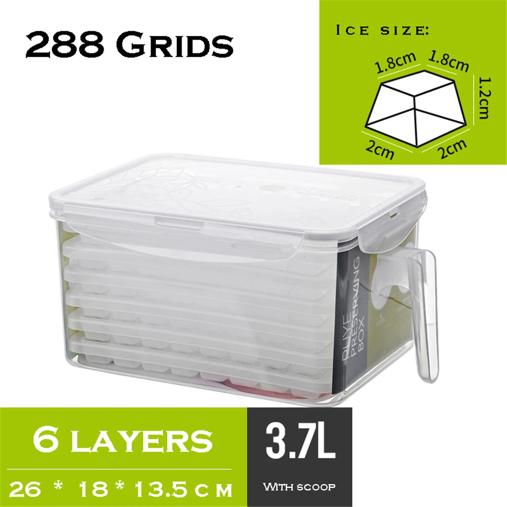 288 Tinklų Maži Ledo Kubo Formos Dėžutė su Uždarymo Dangteliu & Samtelis 6 Padėklai Vaisių Popsicle Maker Formų Virtuvės Šaldytuvas Priedai 4