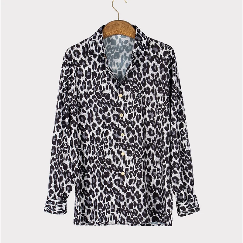 2020 Mados Vyrų Leopardas Spausdinti Marškinėliai Atsitiktinis Verslo ilgomis Rankovėmis Laisvi Marškinėliai havajų marškinėliai prabangus retro plus Size streetwear 2