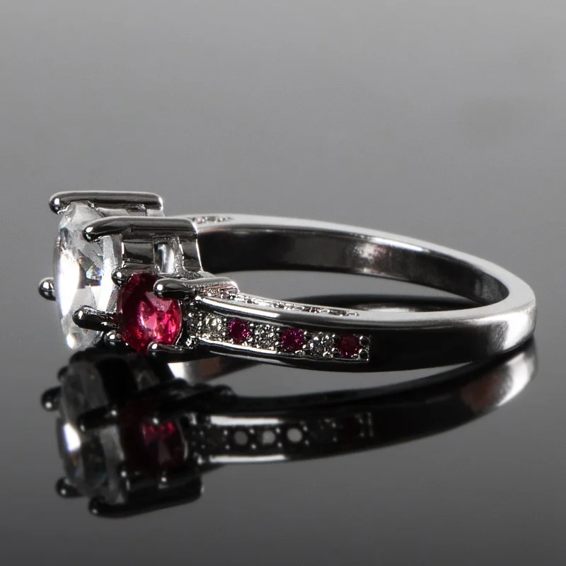 Jellystory prabangus žiedas 925 sterlingas sidabro papuošalai su širdies formos rubinas brangakmenio 2 in 1 žiedas moterims vestuvių dalyvavimo šalies 3