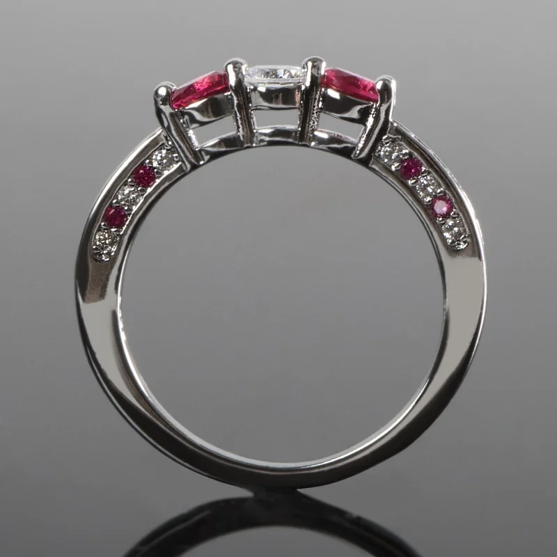Jellystory prabangus žiedas 925 sterlingas sidabro papuošalai su širdies formos rubinas brangakmenio 2 in 1 žiedas moterims vestuvių dalyvavimo šalies 4