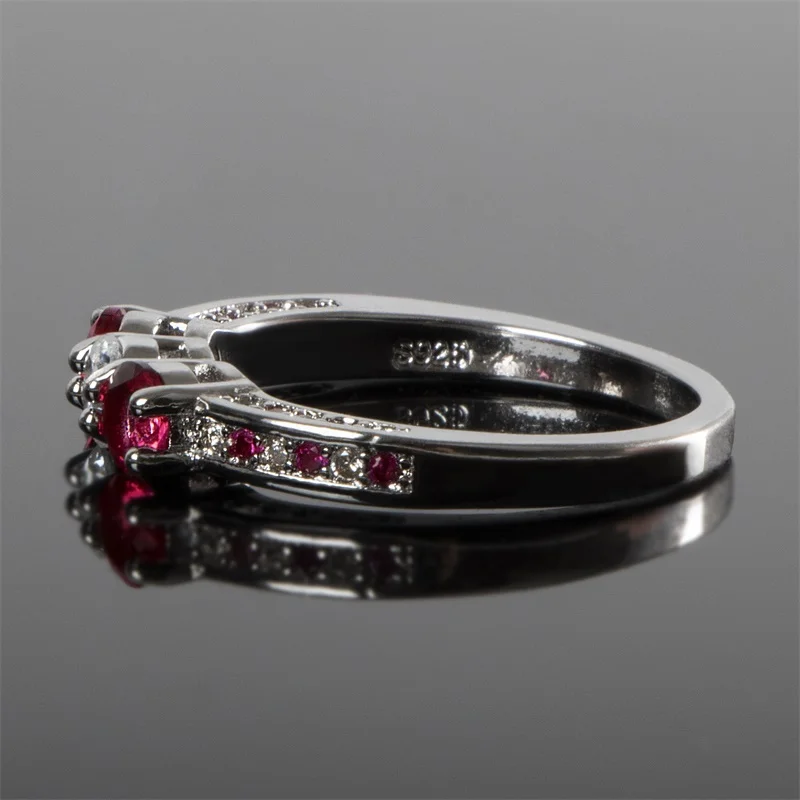 Jellystory prabangus žiedas 925 sterlingas sidabro papuošalai su širdies formos rubinas brangakmenio 2 in 1 žiedas moterims vestuvių dalyvavimo šalies 5