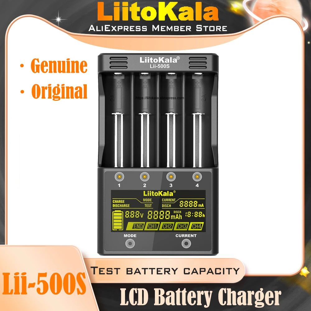 Originali/Pradinis Liitokala Lii-500S LCD Baterijos Kroviklis 18650), 3,7 V 18350 26650 NiMH AA AAA smart Baterijos talpa testeris 1