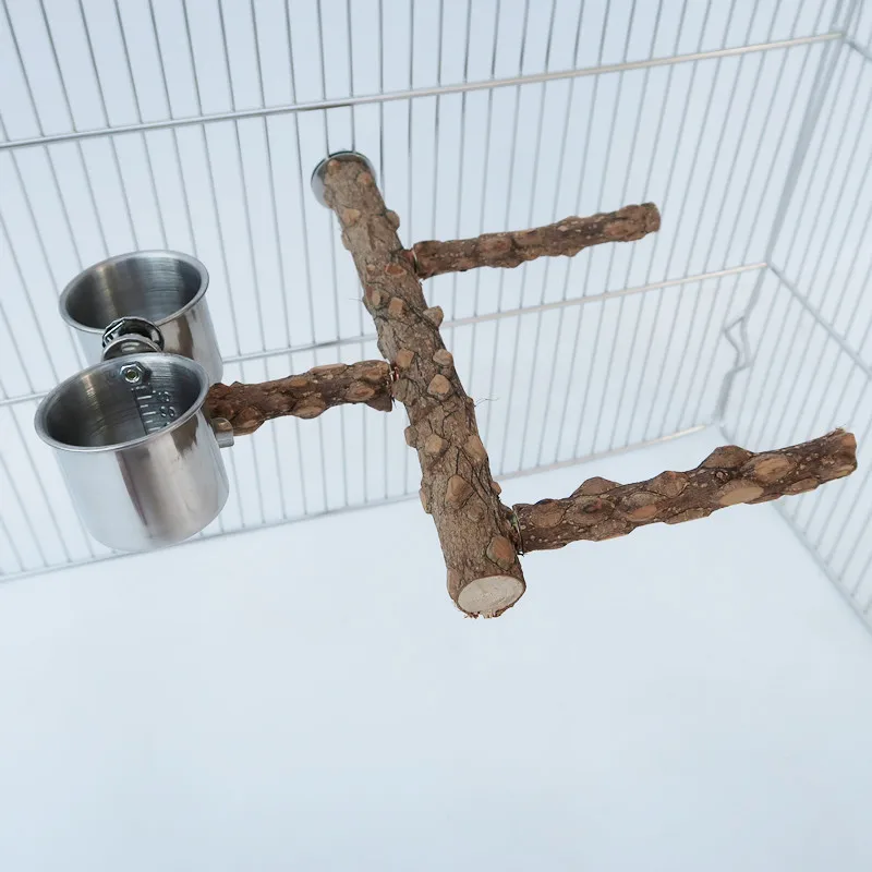 LHXMAS Papūga žaislai Pet žaislas paukščiui Pipirai Medienos stovėti Papūga pipirai stovėti ant Kopėčių stovi stick maisto Taurė 1