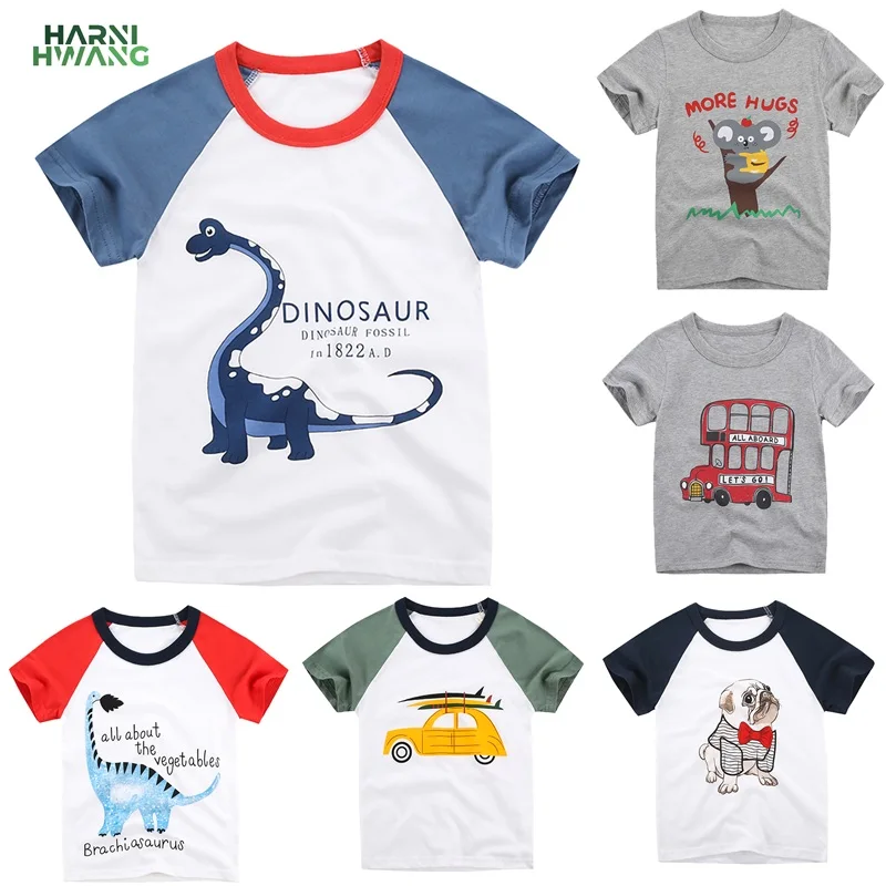 Vaikų marškinėliai Kūdikių Berniukų, Mergaičių Gyvūnų Spausdinti Dinozaurų Marškinėliai vaikams Viršūnes Tees Animacinių filmų Vaikams, Geltona t-marškinėliai, Drabužiai, 2-8 Metų 1
