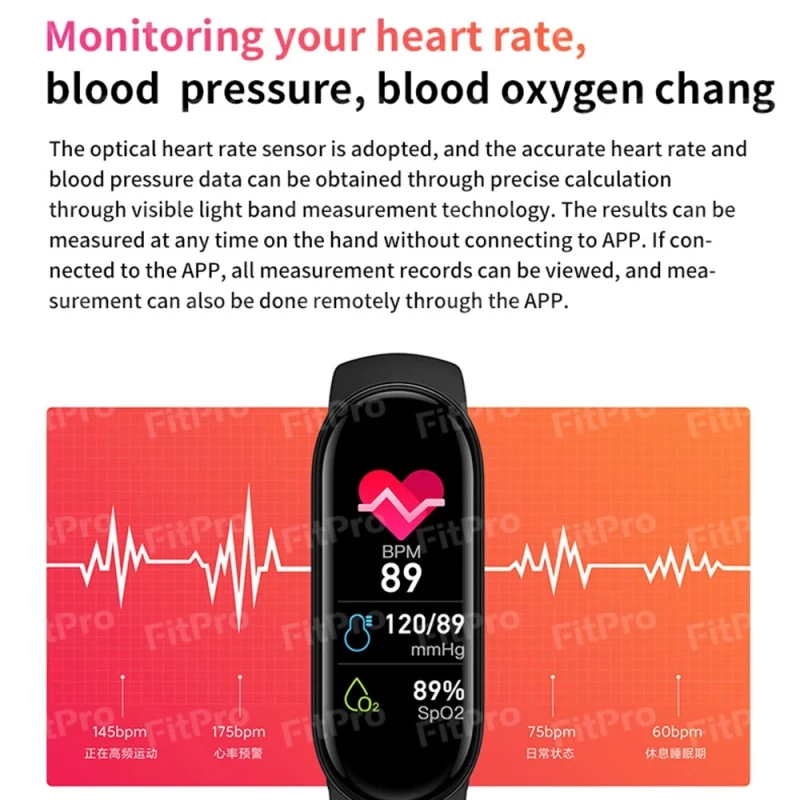 2021 Naujas M6 Smart Apyrankę Žiūrėti Fitness Tracker Širdies ritmas, Kraujo Spaudimo Monitorius Spalvotas Ekranas IP67 atsparus Vandeniui Mobilaus Telefono 5