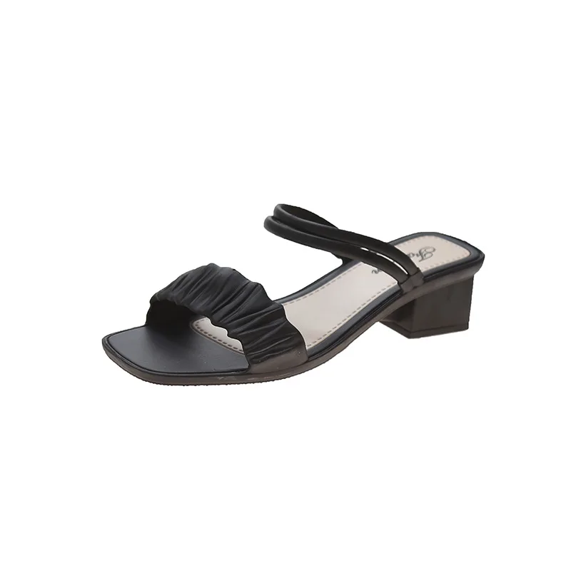 2021 Sandalai Moterų Dual-Naudoti Aukštakulniais Mados korėjos Versija Paprasta Sandalai Išorinis Dėvėti moteriški Sandalai ir Šlepetės 1