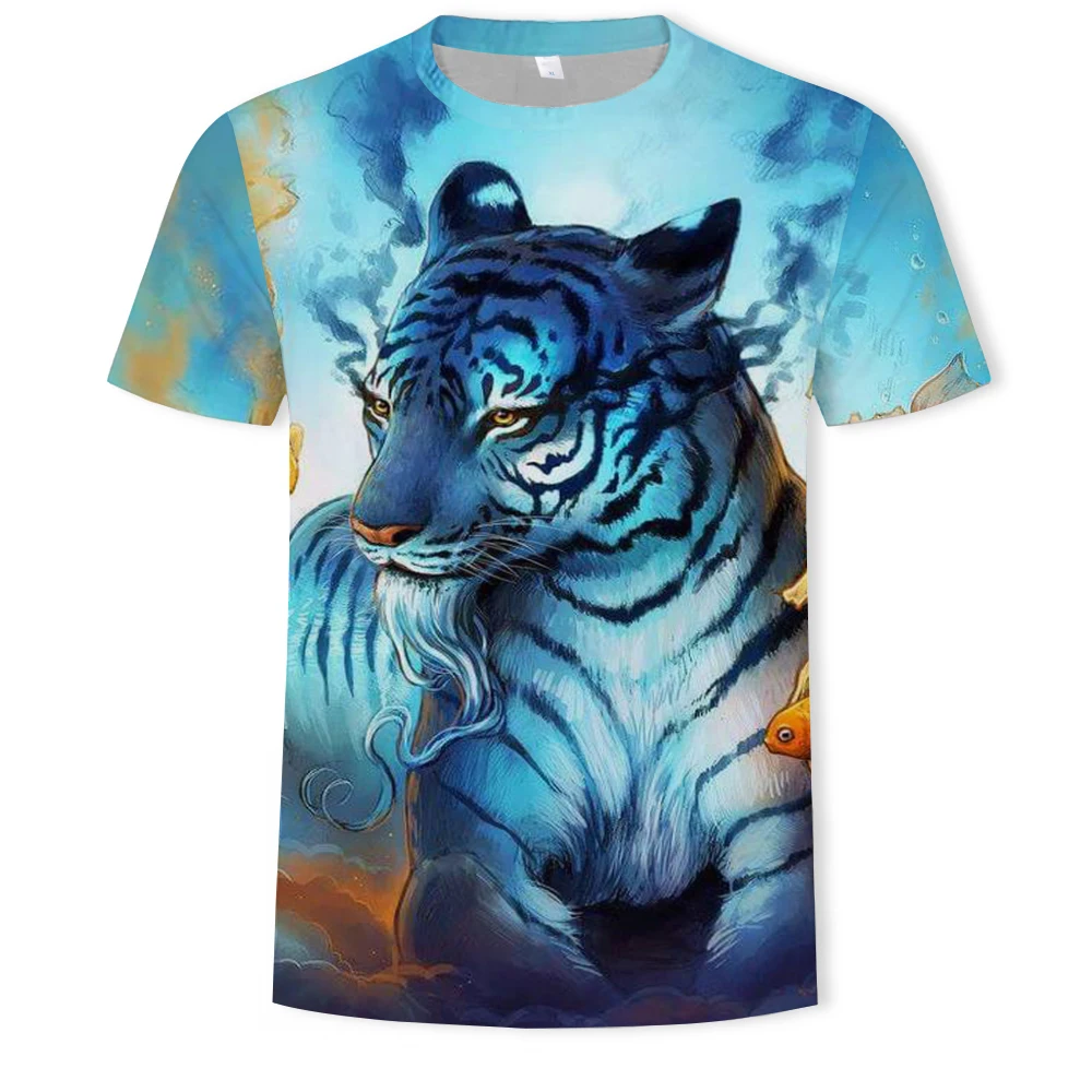 Vasarą, 2021, vyrai ir moterys, 3D atspausdintas kietas tigras, liūtas T-shirt O apykaklė patogi laukinių trumpomis rankovėmis T-shirt 0