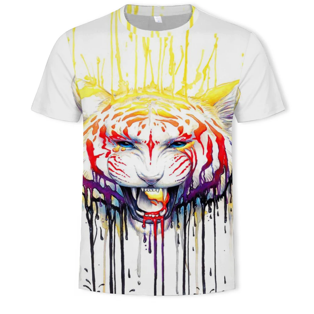 Vasarą, 2021, vyrai ir moterys, 3D atspausdintas kietas tigras, liūtas T-shirt O apykaklė patogi laukinių trumpomis rankovėmis T-shirt 1