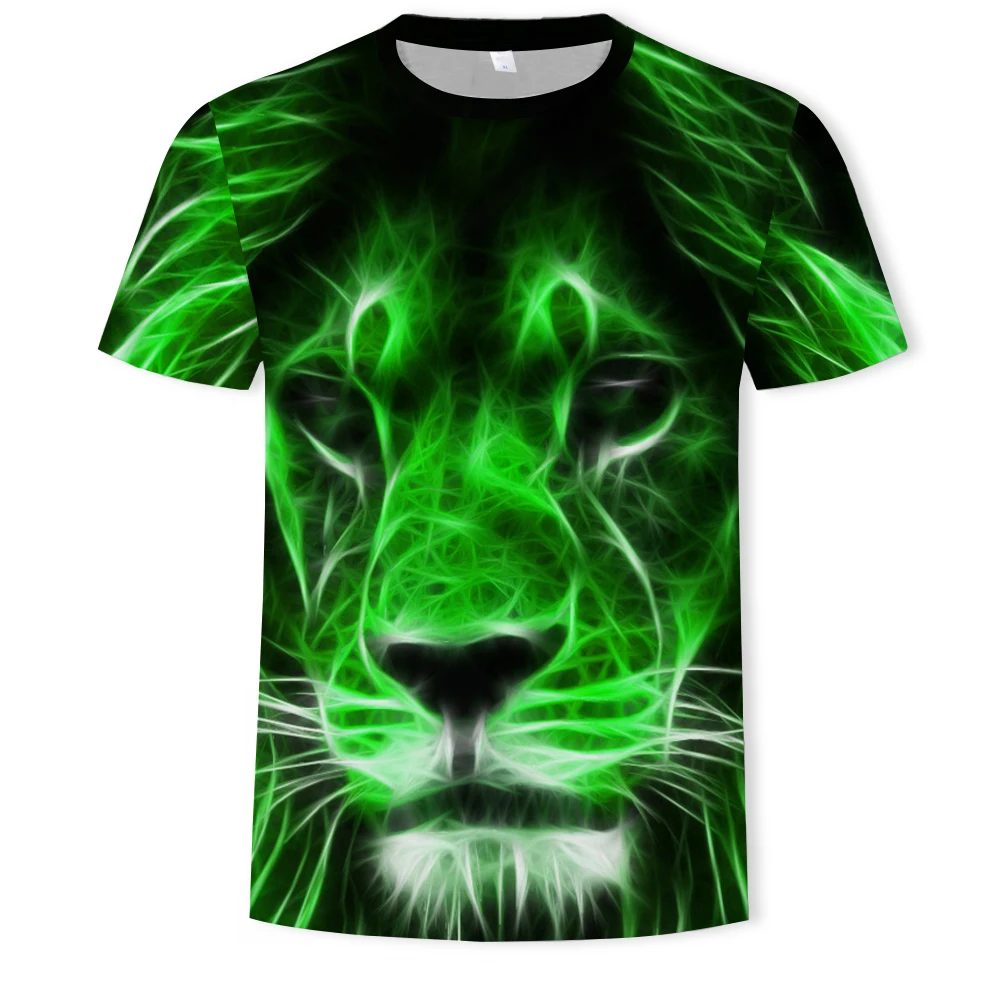 Vasarą, 2021, vyrai ir moterys, 3D atspausdintas kietas tigras, liūtas T-shirt O apykaklė patogi laukinių trumpomis rankovėmis T-shirt 2