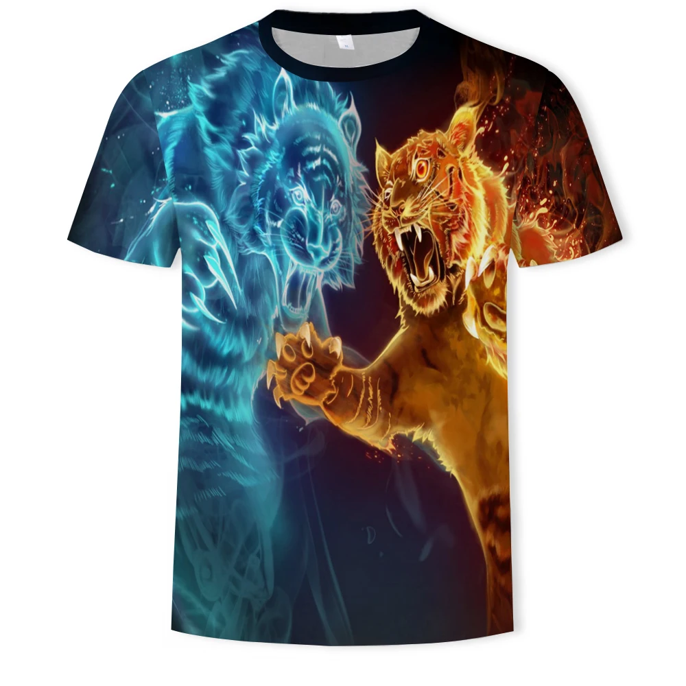 Vasarą, 2021, vyrai ir moterys, 3D atspausdintas kietas tigras, liūtas T-shirt O apykaklė patogi laukinių trumpomis rankovėmis T-shirt 4