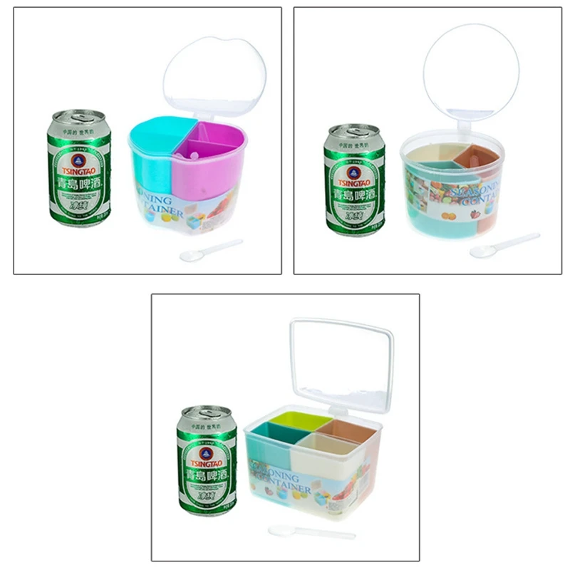 Plastikiniai Suskirstyti Spice Box Virtuvės Prieskonių Indelį Prieskonių Dėžutė Kūrybos Cukraus Jar Druska Jar Virtuvės Reikmenys 3