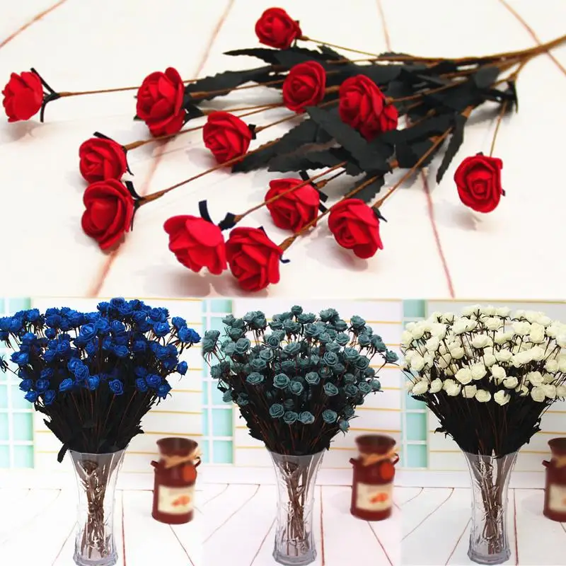 Puokštė Rožių Dirbtinių Gėlių Sielovados Stiliaus Įvairių Spalvų Dekoratyvinių Gėlių 15 Galvą 1PCS PE Kelis Pasirinkimus 3