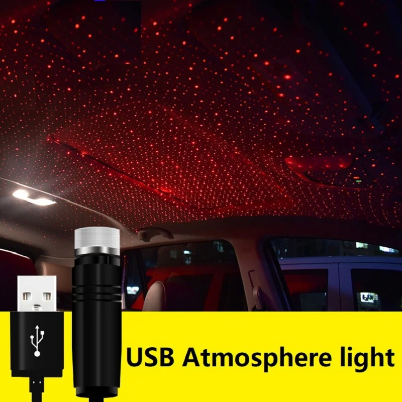 LED Automobilio Stogo Star Naktį Šviesos Projektorius Atmosfera Galaxy Lempa USB Dekoratyvinės Lempos, Kolonėlė Kelių Apšvietimo Efektai 2