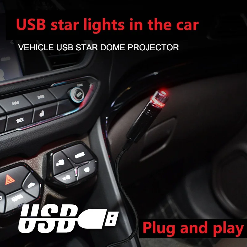 LED Automobilio Stogo Star Naktį Šviesos Projektorius Atmosfera Galaxy Lempa USB Dekoratyvinės Lempos, Kolonėlė Kelių Apšvietimo Efektai 4