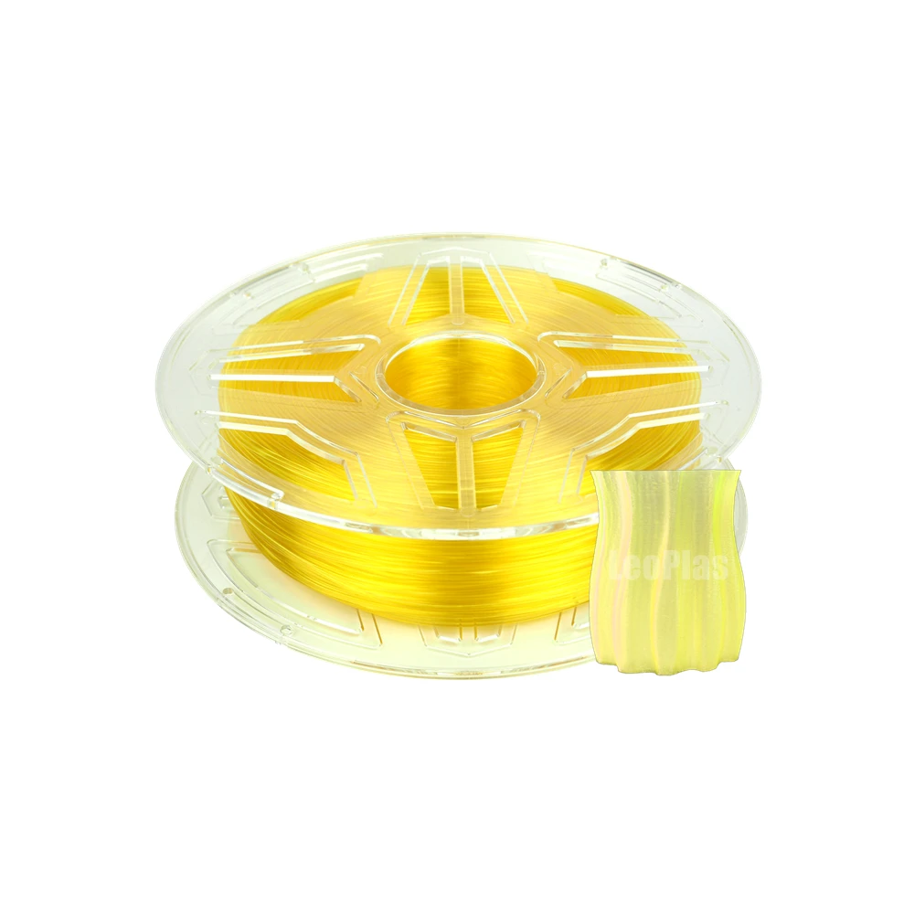 LeoPlas 1kg 1.75 mm Skaidrus, Permatomas Aišku, Geltona PETG Gijų 3D Spausdintuvą, eksploatacinėmis medžiagomis Spausdinimo Tiekimo Plastiko 0
