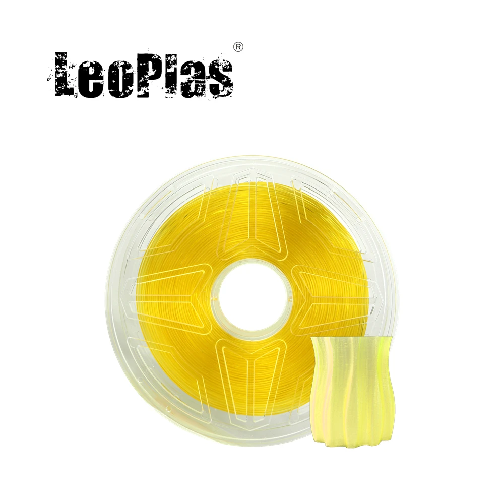 LeoPlas 1kg 1.75 mm Skaidrus, Permatomas Aišku, Geltona PETG Gijų 3D Spausdintuvą, eksploatacinėmis medžiagomis Spausdinimo Tiekimo Plastiko 2