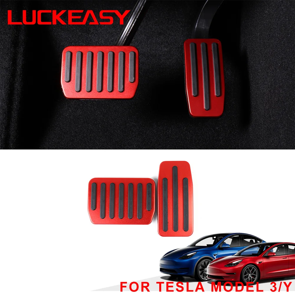 LUCKRASY už Tesla model Y modelis 3 2017-2021carbon pluošto ir Aliuminio Lydinio Akceleratoriaus, Stabdžių Poilsio Pedalą Automobilio akceleratoriaus pedalo koja 3