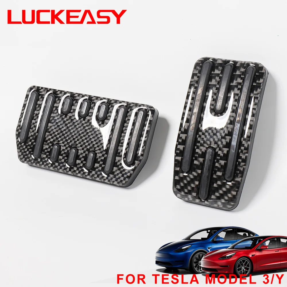 LUCKRASY už Tesla model Y modelis 3 2017-2021carbon pluošto ir Aliuminio Lydinio Akceleratoriaus, Stabdžių Poilsio Pedalą Automobilio akceleratoriaus pedalo koja 5