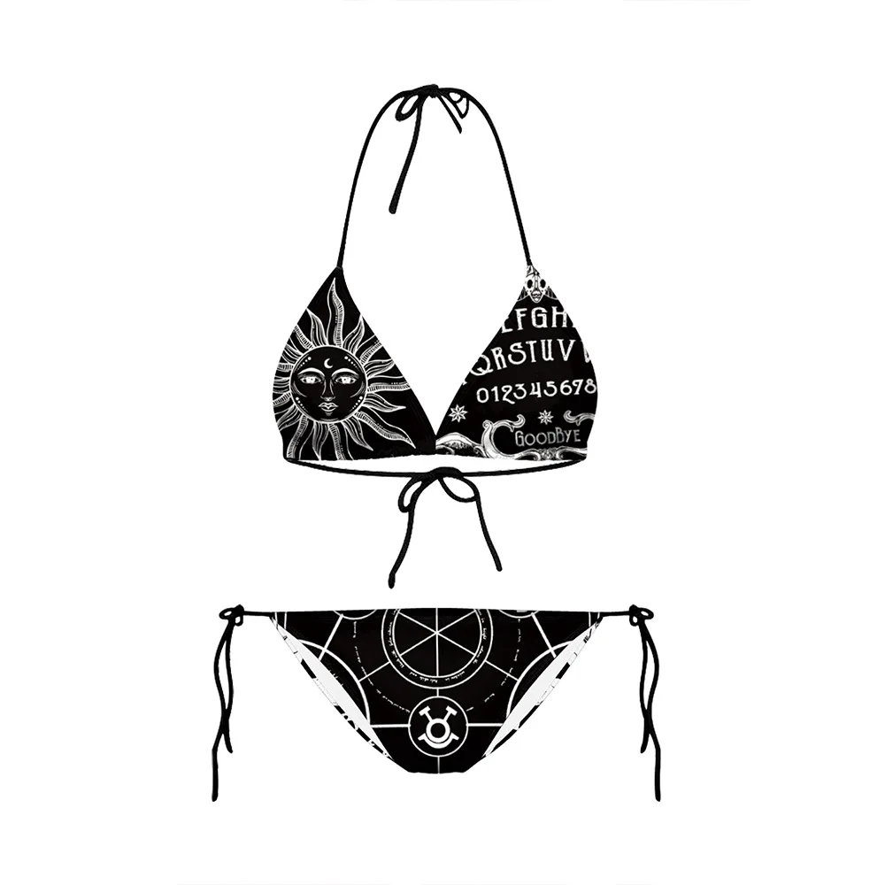 FCCEXIO Moterys Vasarą Bikini Nustatyti maudymosi kostiumėlį, Žvaigždės, Mėnulis Spausdinti Ponios Maudymosi Kostiumą, maudymosi Kostiumėliai, 2021 Backless Plaukti Kostiumai Paplūdimio 2