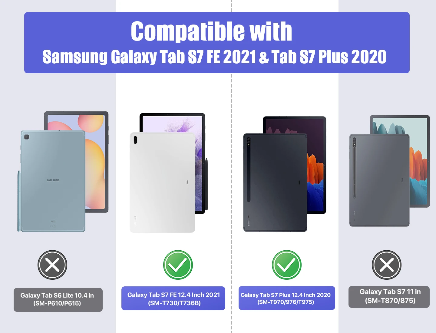 Case For Samsung Galaxy Tab S7 FE 12.4-Colių 2021 (SM-T730/T736B)&Galaxy Tab S7 Plius 2020 M,atsparus smūgiams viso Kūno Trifold Stovėti atveju 5
