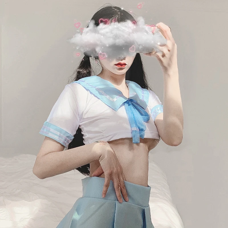 Mėlyna Mielas Moksleivė Sailor Vienodas Seksualus Vaidmuo Žaisti Apatiniai Nightdress Temptaion Puikus Japoniško stiliaus Erzinti Įdomus Saldus Z11Y 0