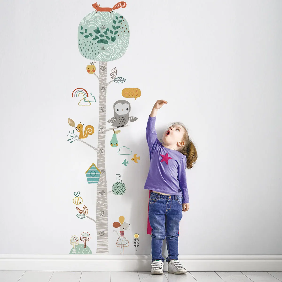 Spalva miško gyvūnų medžio aukštis lipdukai, sienų lipdukai vaikų kambarį vaikų darželis kūrybos dekoravimas sienų lipdukai 4