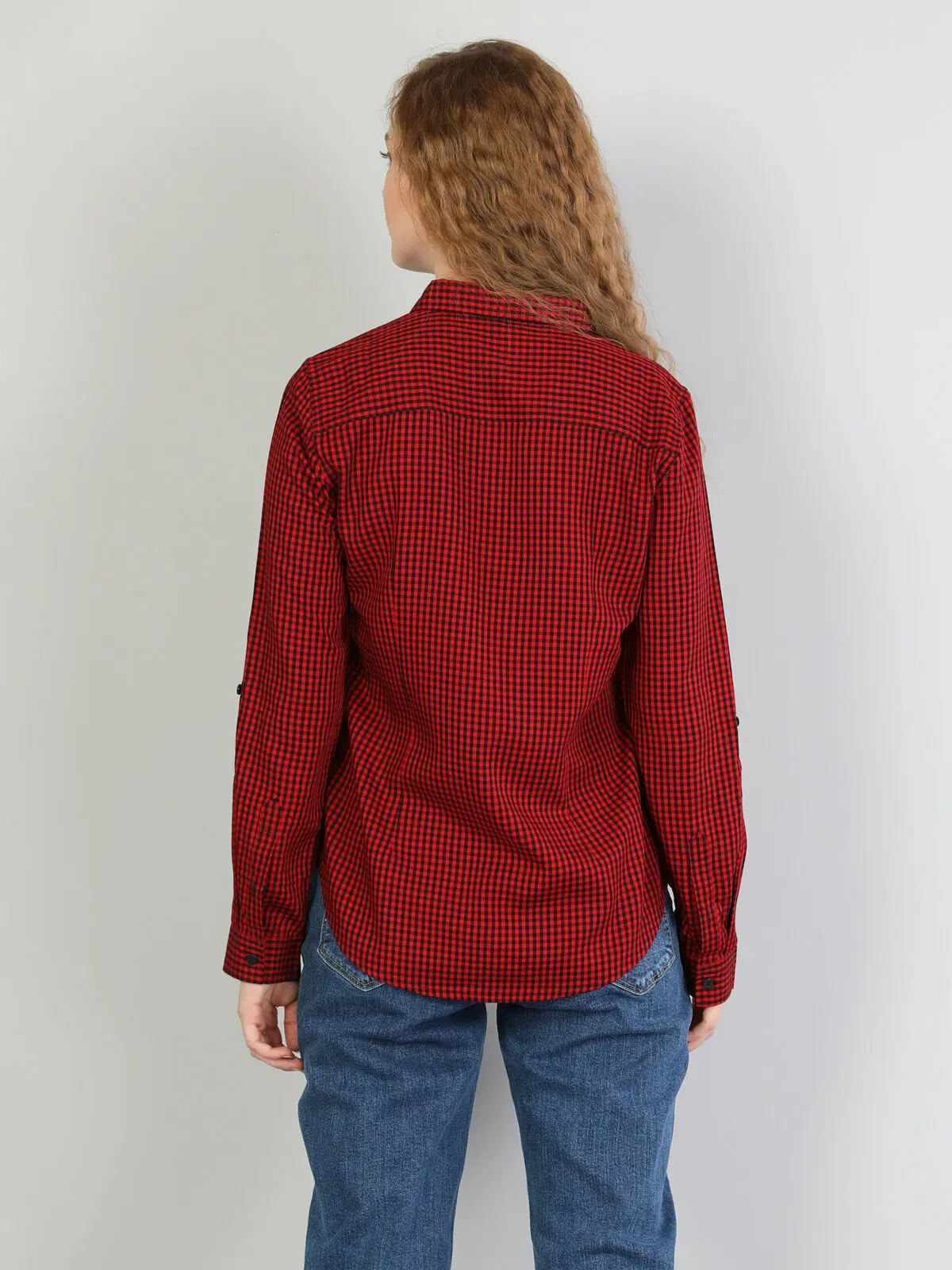 Colins Moteris Reguliariai Tinka Raudona ilgomis Rankovėmis Shirtfemale mados marškinėliai moterims,CL1041198 1