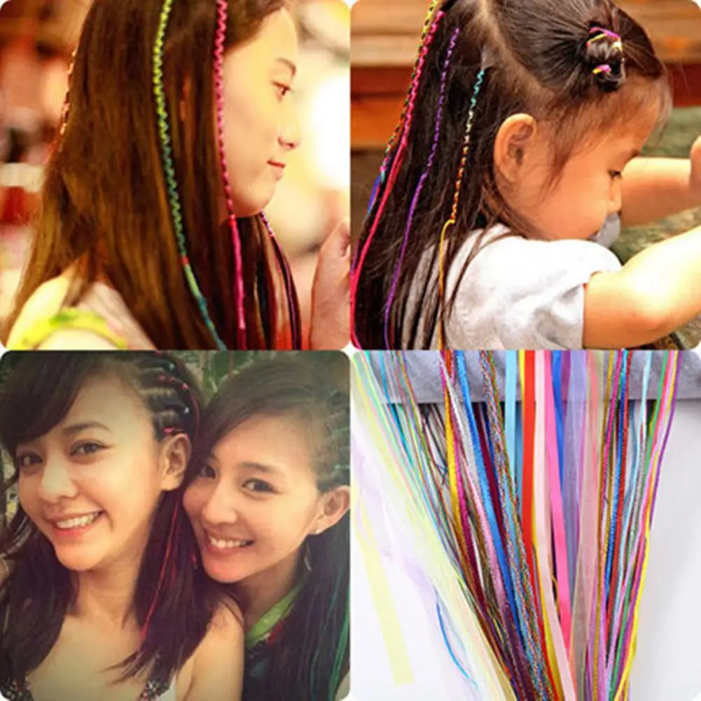 20pcs Seven Colors Dirty Braided Hair Color Rope Children's Ribbons Female Geaddress Head Rope Ribbon Fabric Hip-hop Hair String 2