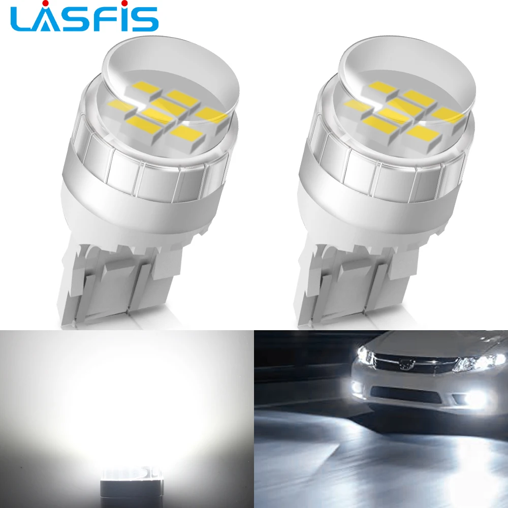 LASFIS 2x 7443 T20 W21/5W LED Lemputė Lada Kalina Granta Vesta DRL LED Lemputės Canbus Ne Klaida 12V 6000K Balta Super Šviesus 0