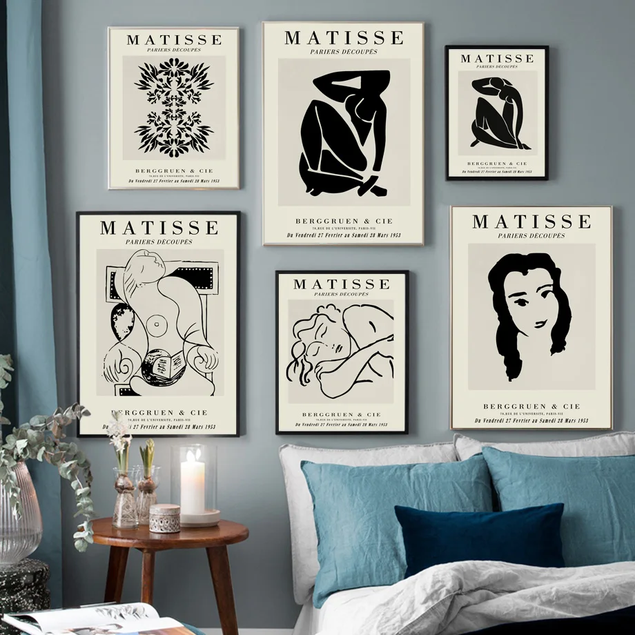 Matisse Abstrakčiai Juoda Balta Kūno Linijos Mergaitė Šiaurės Derliaus Plakatas Sienos Menas Spausdinti Drobės Tapybos Dekoro Nuotraukų Kambarį 1