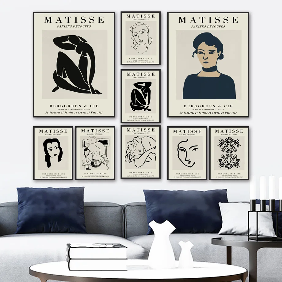 Matisse Abstrakčiai Juoda Balta Kūno Linijos Mergaitė Šiaurės Derliaus Plakatas Sienos Menas Spausdinti Drobės Tapybos Dekoro Nuotraukų Kambarį 2
