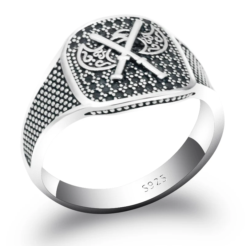 2019 karšto 925 sterlingas sidabro ponios žiedas turkijos retro stiliaus kirvis žiedas papuošalai, vyrų mados, papuošalai naują įrašą 1