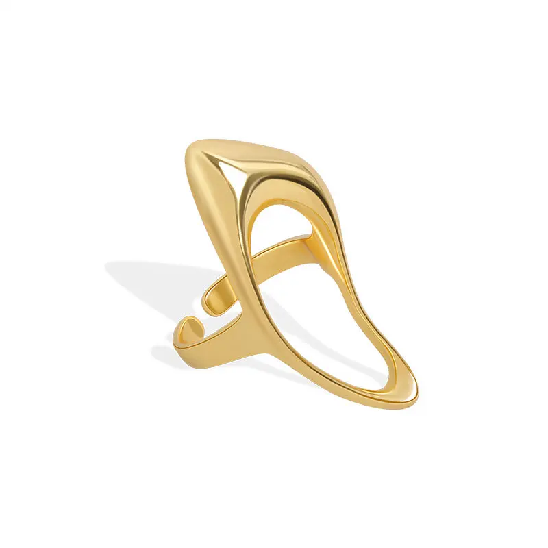 925 Sterlingas Sidabro Naujas Paprastas Ovalo Formos Aukso Spalvos Žiedų Šviesą Nelaimę Atidarymo Rankų Darbo Žiedas Mados Fine Jewelry 0