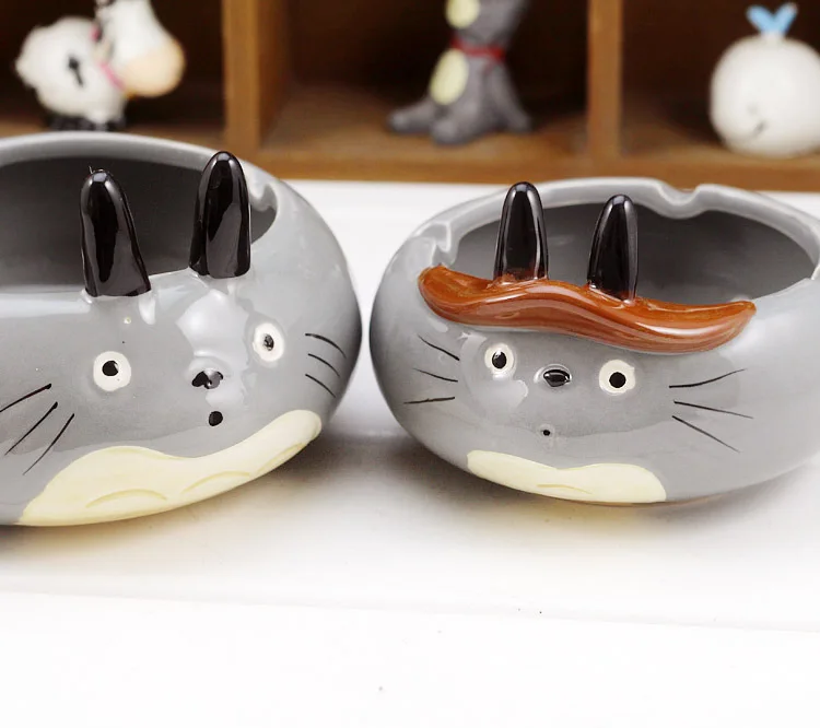 Anime Cartoon Veiksmų Skaičius, Spausdinti Totoro Katė Keramikos Pilka Kūrybos Rūkalių Puikus Peleninę Rūkymo Reikmenys Lėlės Apdailos 2